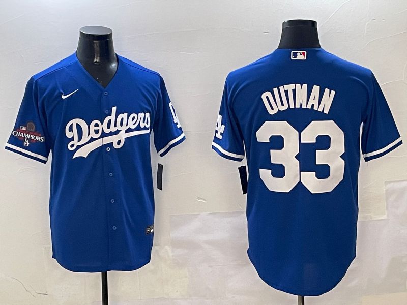 Men Los Angeles Dodgers 33 Outman Blue Game 2025 Nike MLB Jersey style 2